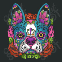 Boston Terrier Sugar Skull Dog Calavera Dia De Los Muertos Long Sleeve Women's Triblend Scoop T-shirt | Artistshot