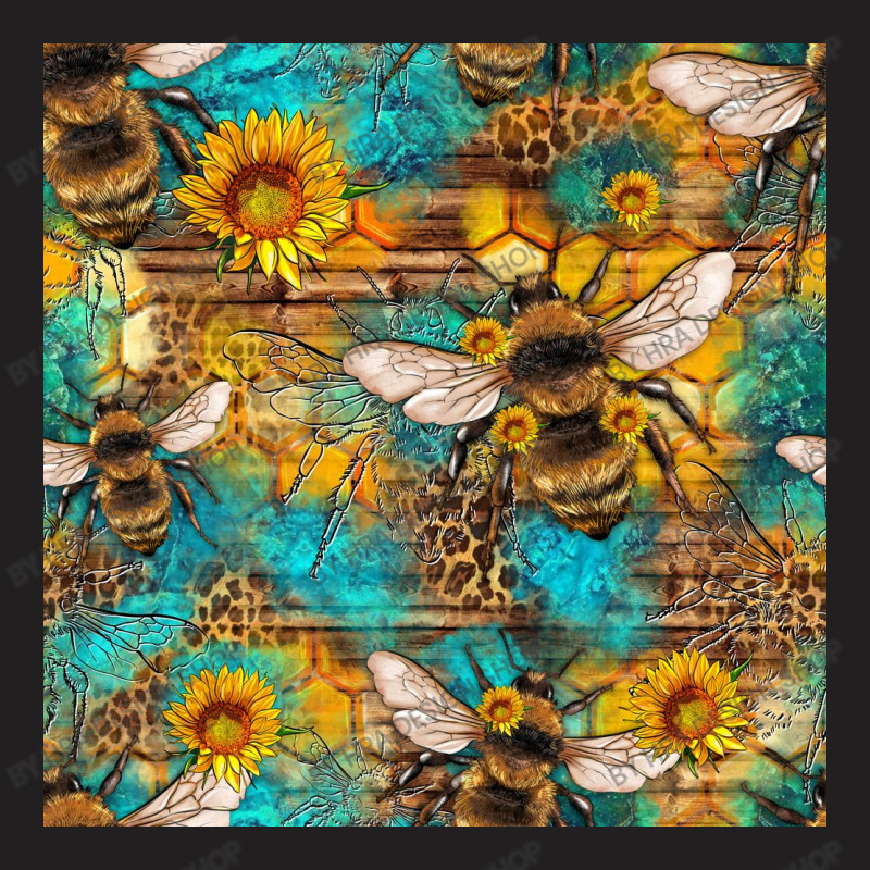 Bees And Sunflower Seamless Pattern T-shirt | Artistshot