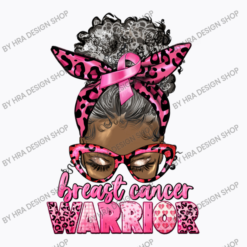 Breast Cancer Warrior Afro Messy Bun Gray Hair T-shirt | Artistshot