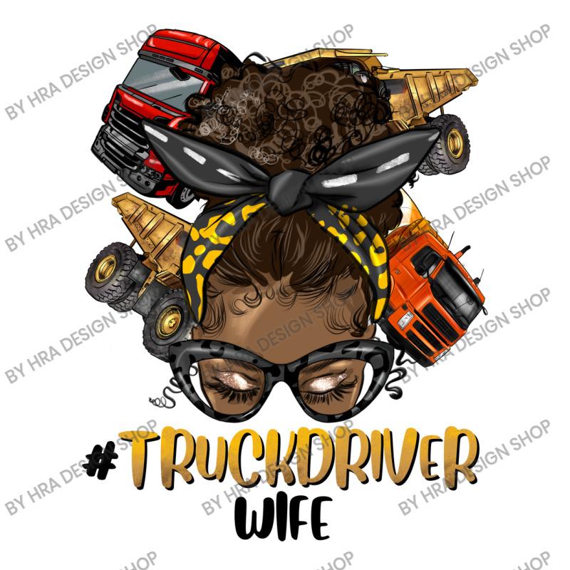 Afro Messy Bun Truck Driver Wife Women's V-Neck T-Shirt by HRA Design Shop | Artistshot