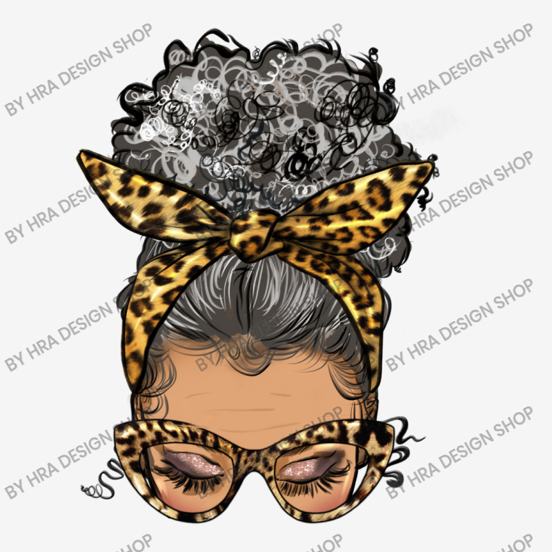 Afro Messy Bun Light Skin Gray Hair Leopard Scorecard Crop Tee | Artistshot