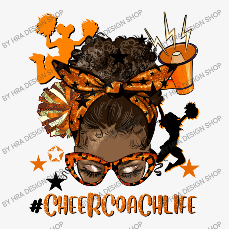 Afro Messy Bun Cheer Coach Life Orange And Black Ladies Fitted T-Shirt by HRA Design Shop | Artistshot