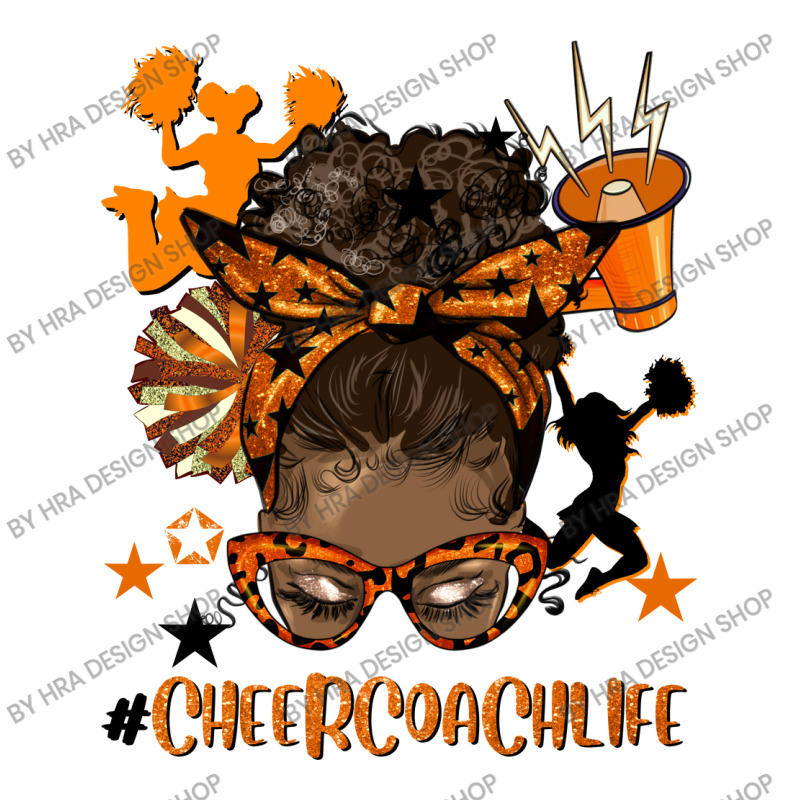 Afro Messy Bun Cheer Coach Life Orange And Black Women's V-Neck T-Shirt by HRA Design Shop | Artistshot