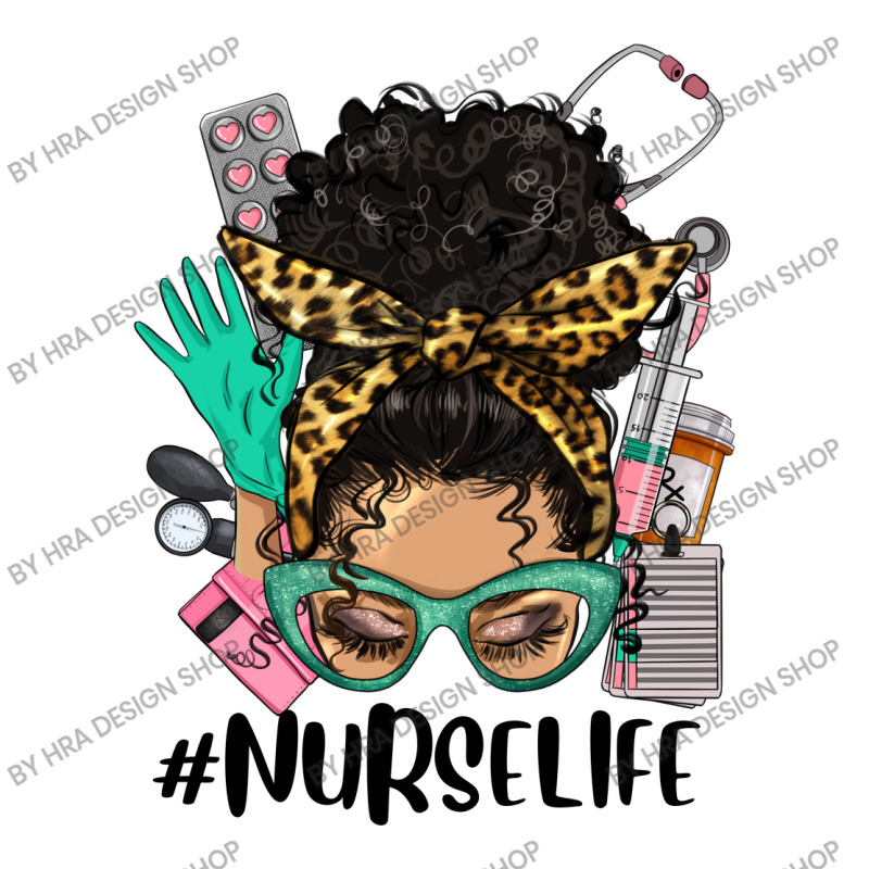 Afro Latina Messy Bun Nurse Life Women's V-Neck T-Shirt by HRA Design Shop | Artistshot