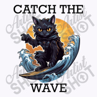 Black Cat Surfing - Catch The Wave (black Letterin Tank Top | Artistshot