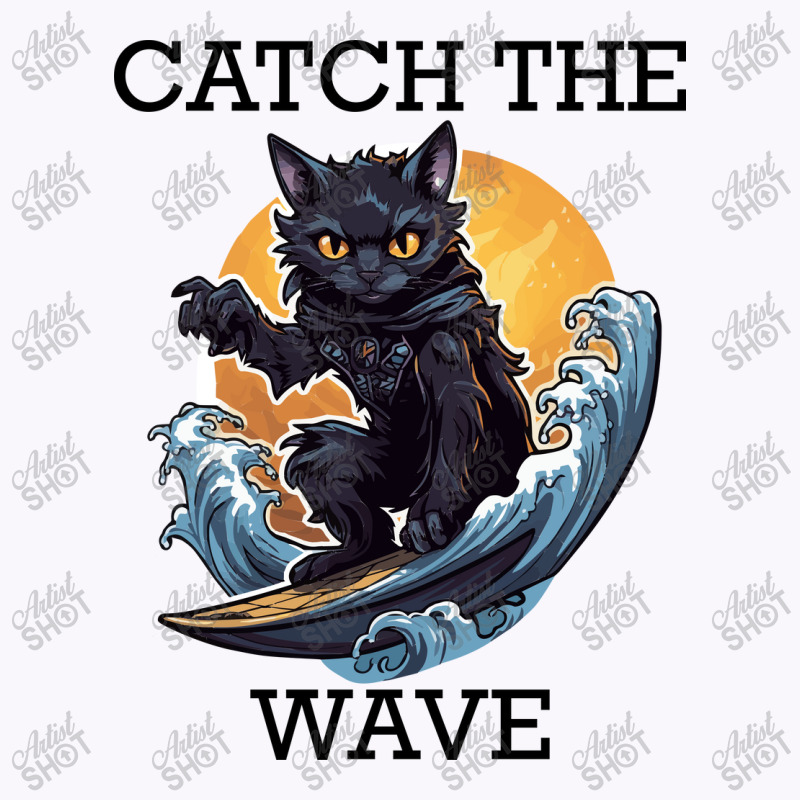 Black Cat Surfing - Catch The Wave (black Letterin Tank Top by velvetroom | Artistshot