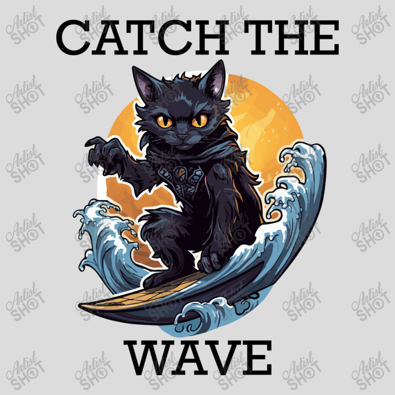 Black Cat Surfing - Catch The Wave (black Letterin Men's Polo Shirt by velvetroom | Artistshot