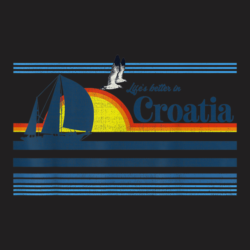 Croatia Beach Retro 70s 80s Sailing Boat Sunset Vintage T-shirt | Artistshot