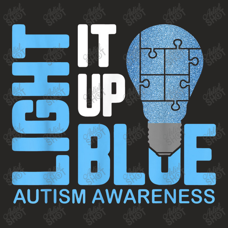 Light It Up Blue Autism Awareness Shirt Puzzle Piece Ribbon Ladies Fitted T-Shirt by salamwarna | Artistshot