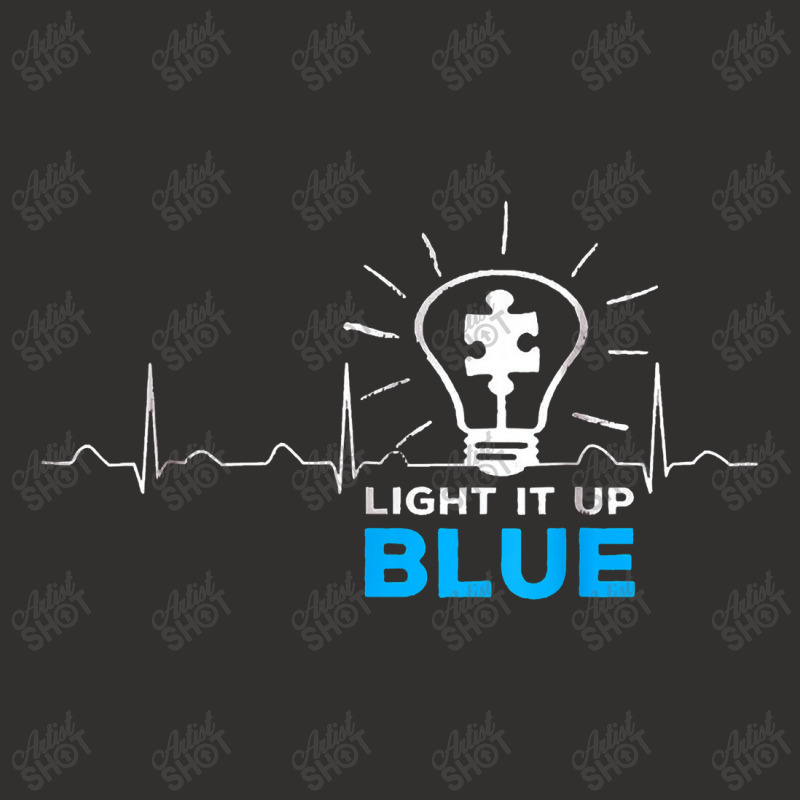 Light It Up Blue Tshirt Puzzle Heartbeat Autism Awareness Champion Hoodie by salamwarna | Artistshot