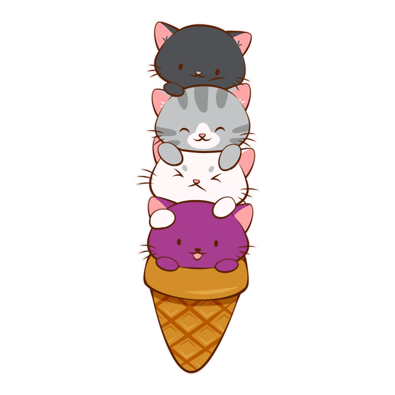 Kawaii Asexual Pride Flag Cats Cute Kitty Ace Cream Cone Pullover Ho ...