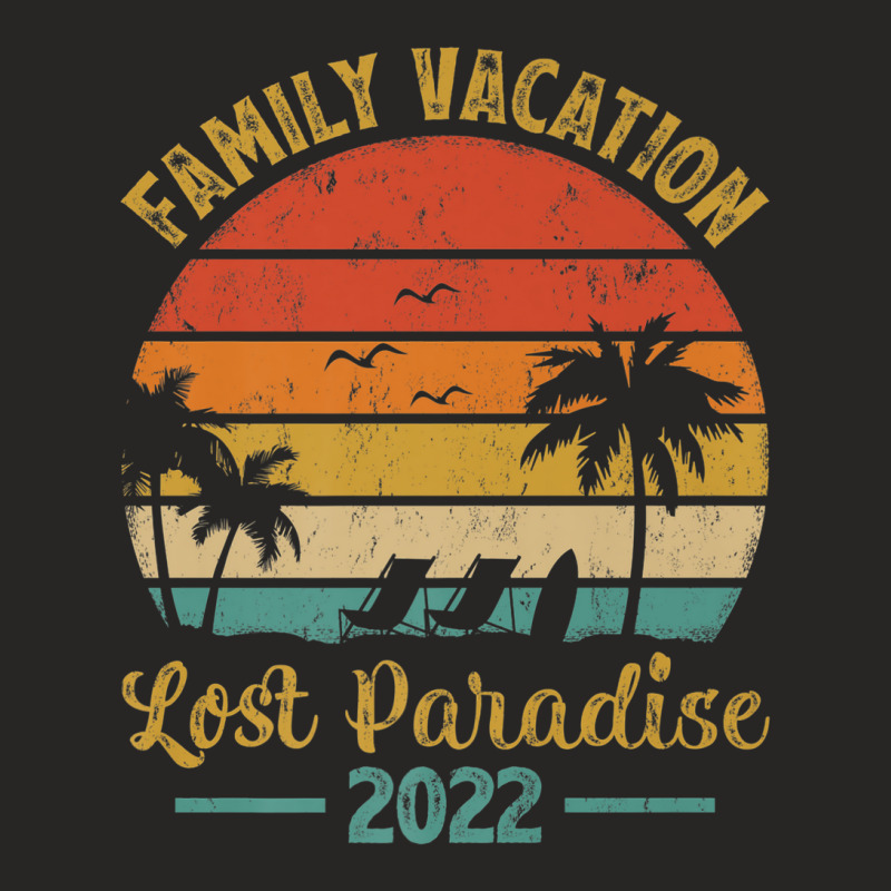 Family Vacation 2022 Palm Tree Vintage Lost Paradise Beach Premium Ladies Fitted T-Shirt by Tiktify | Artistshot