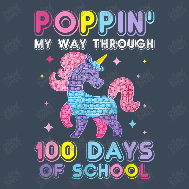 Poppin' My Way Through 100 Days Of School Unicorn Pop It Flat Bill Snapback Cap | Artistshot