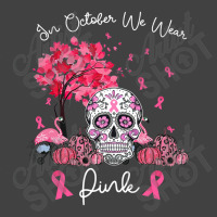 In October We Wear Pink Sugar Skull Moon Breast Cancer Vintage T-shirt | Artistshot