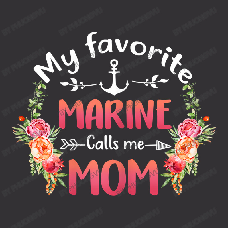 Womens My Favorite Marine Calls Me Mom Flower Military Mother's Day T Vintage Short by phuongvu | Artistshot