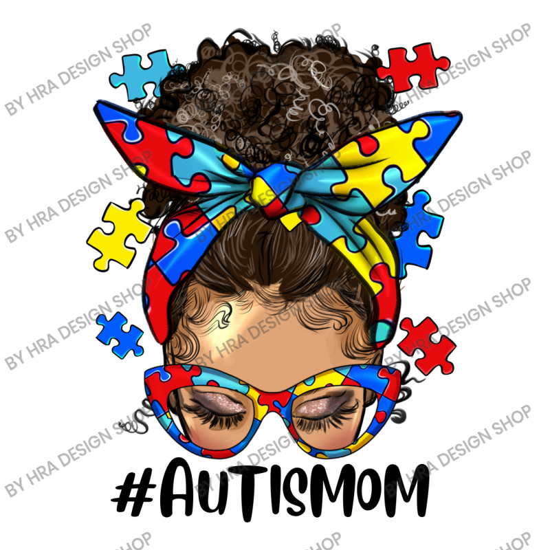 Afro Messy Bun Light Skin Autism Mom 3/4 Sleeve Shirt | Artistshot