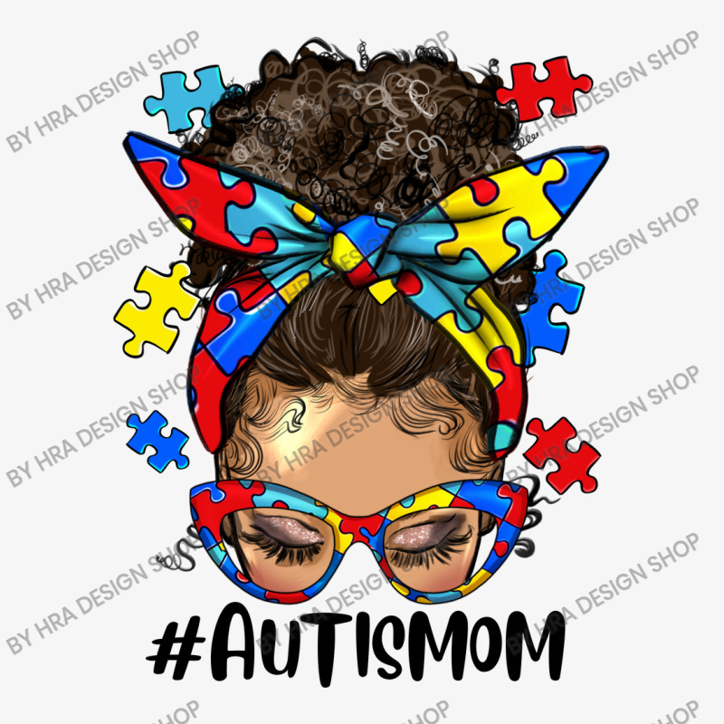 Afro Messy Bun Light Skin Autism Mom Ladies Fitted T-Shirt by HRA Design Shop | Artistshot