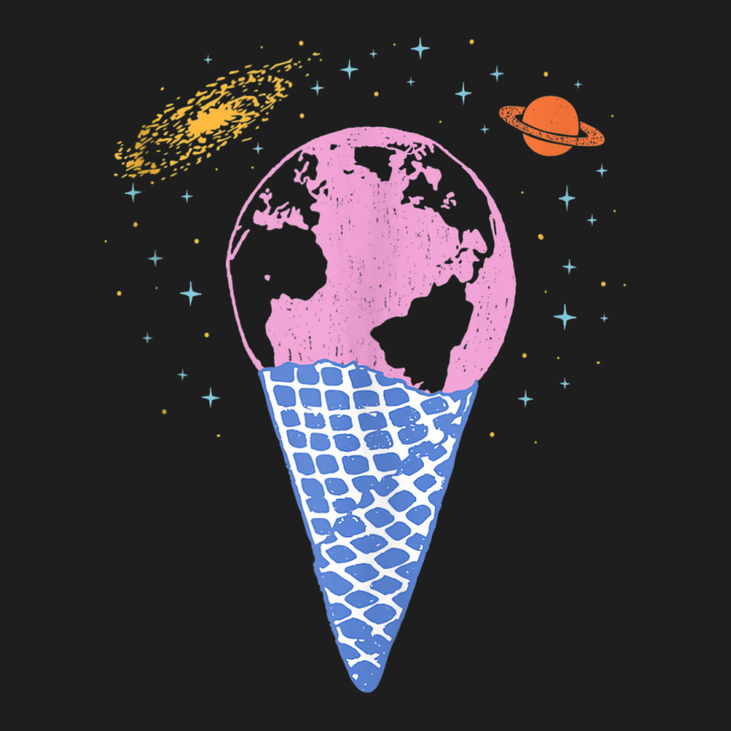 Quirky Earth Ice Cream Cone Saturn Galaxy Pink Blue Orange Classic T-shirt by LemonJack | Artistshot