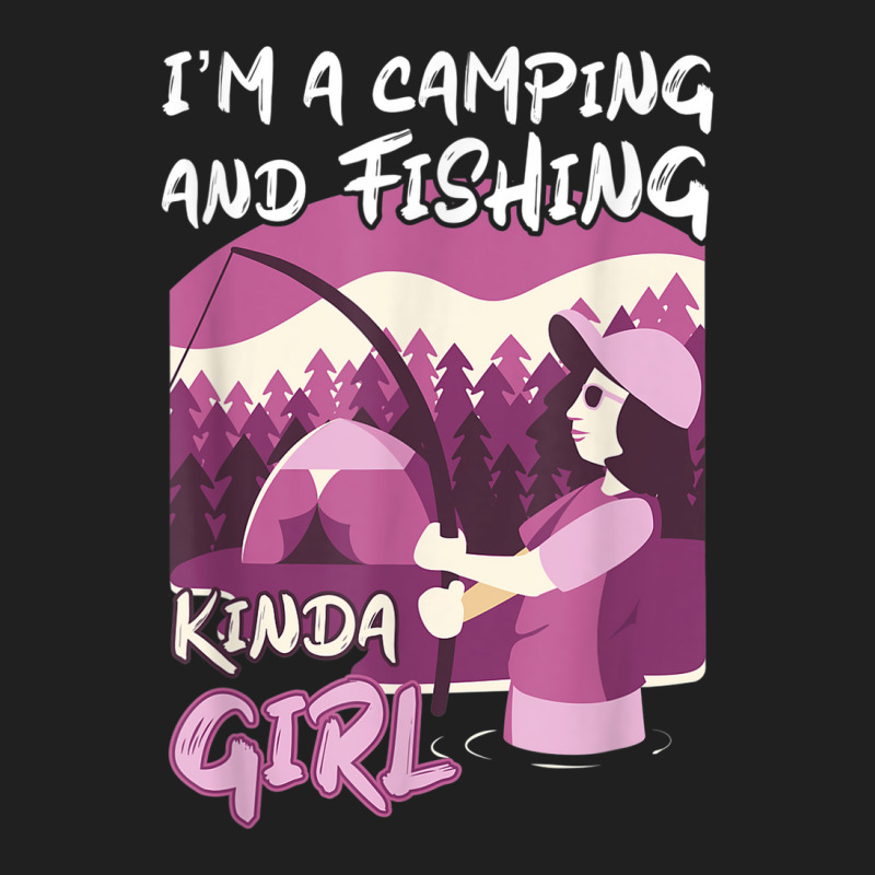 Girl Fishing Rod Campfire Fish Woman Camping And Fishing Drawstring Bags | Artistshot