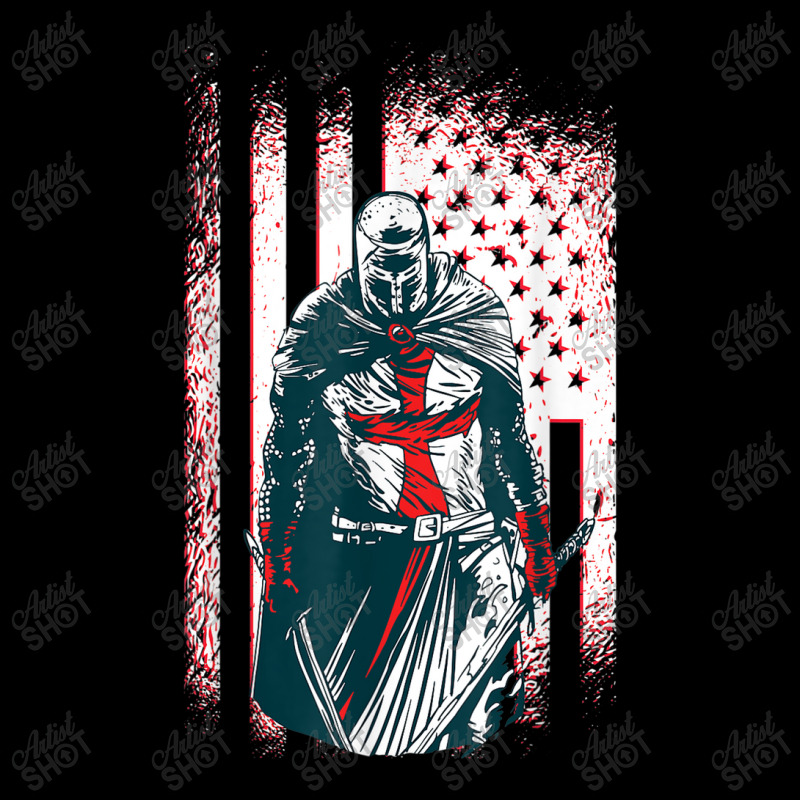 Jesus Crusader Warrior Vintage American Flag Knight Templar Men's 3/4 Sleeve Pajama Set | Artistshot