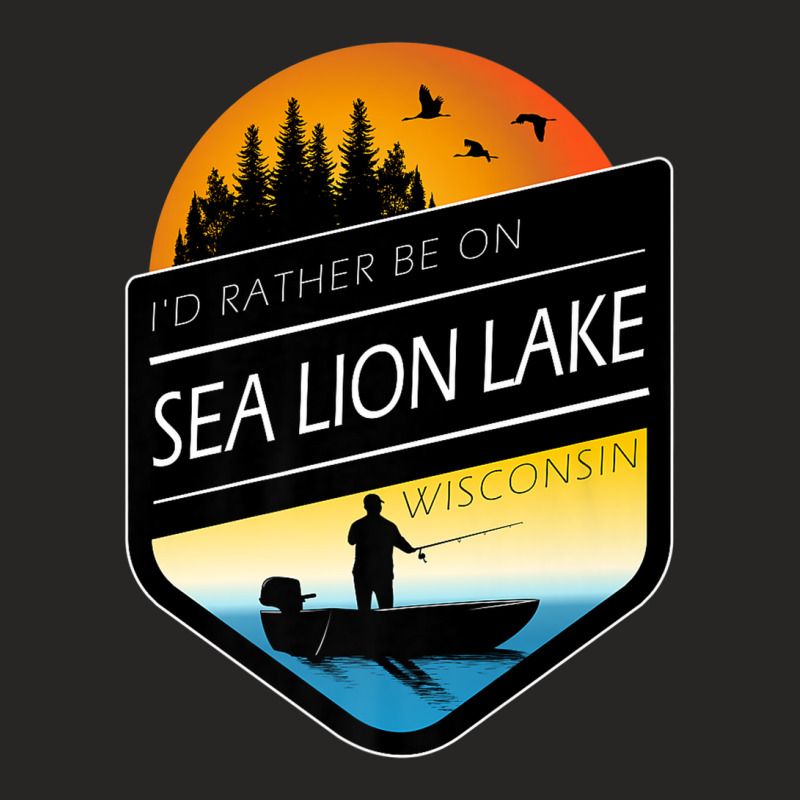 I'd Rather Be On Sea Lion Lake Wisconsin Fishing Premium Ladies Fitted T-Shirt by Tiktify | Artistshot