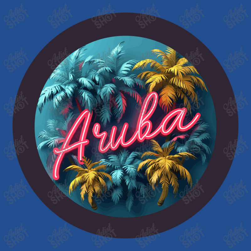 Aruba Design With Black Border And Neon Lettering Crewneck Sweatshirt by velvetroom | Artistshot