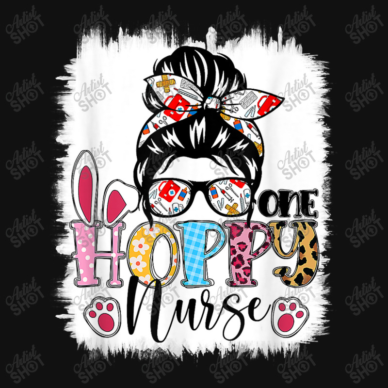 Bleached One Hoppy Registered Nurse Messy Bun Easter Bunny Baby Beanies | Artistshot