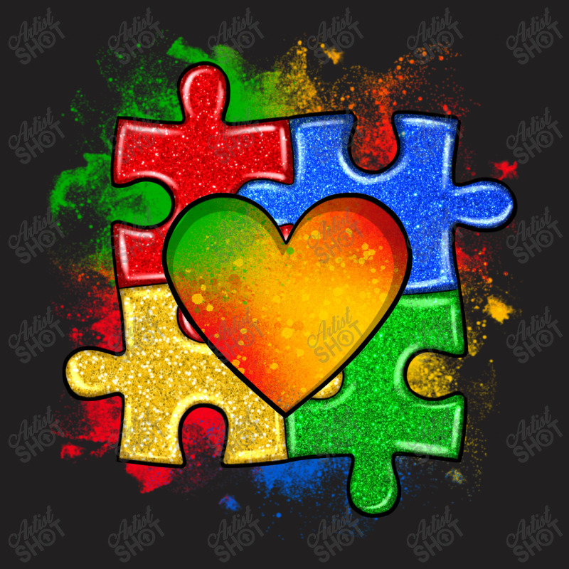 Autism Puzzle Pieces Heart T-shirt | Artistshot