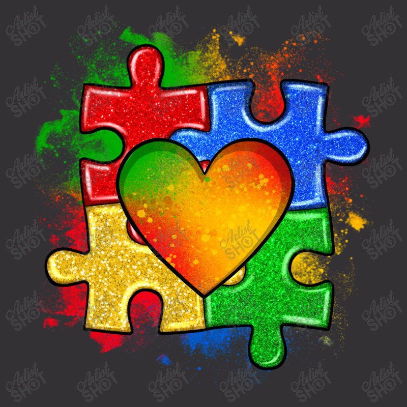 Autism Puzzle Pieces Heart Vintage Hoodie | Artistshot