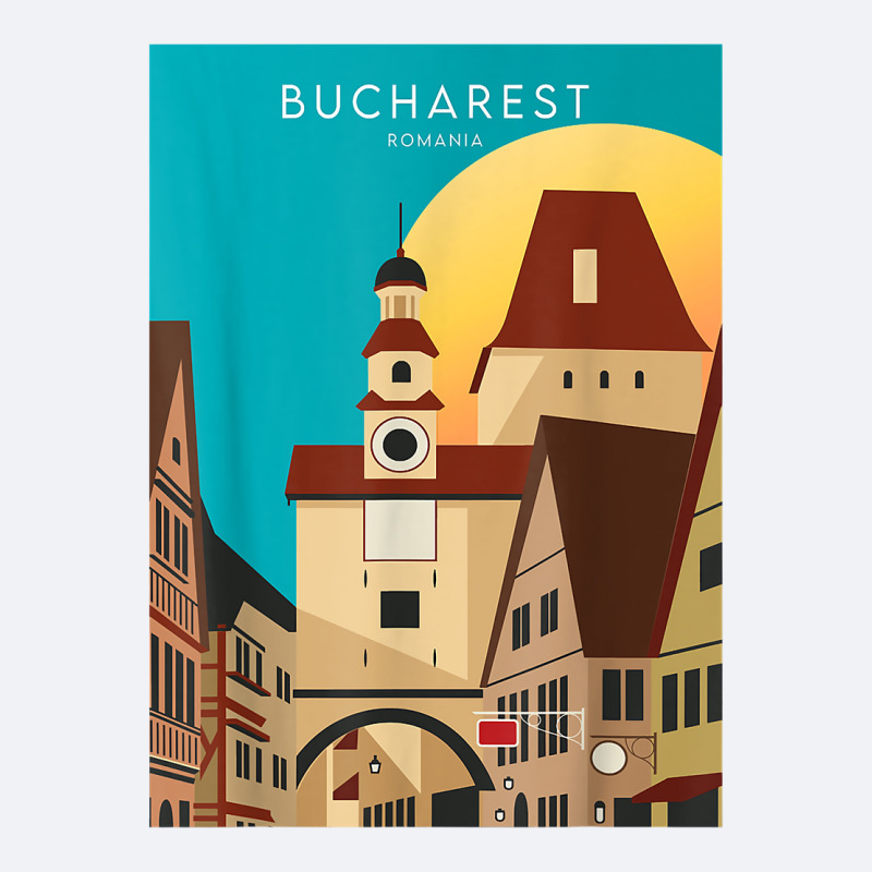 Bucharest City Romania Travel Watercolor Artwork Printing T Shirt Trucker Cap | Artistshot