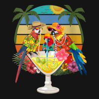 Womens Parrots Drinking Margarita On Summer Vacation Birds Fun V Neck Mesh Cap | Artistshot