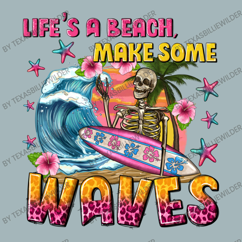 Lifes A Beach Make Some Waves Unisex Sherpa-Lined Denim Jacket by texasbilliewilder | Artistshot