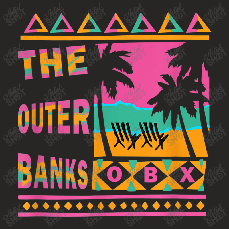 Outer Banks Obx Souvenir With Palm Tree Beach Design Ladies Fitted T-Shirt by Yuh2105 | Artistshot