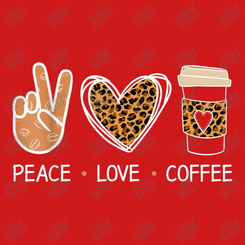 Peace Love Coffee Leopard Heart Coffee Design T Shirt Baseball Cap by Go Shoping | Artistshot