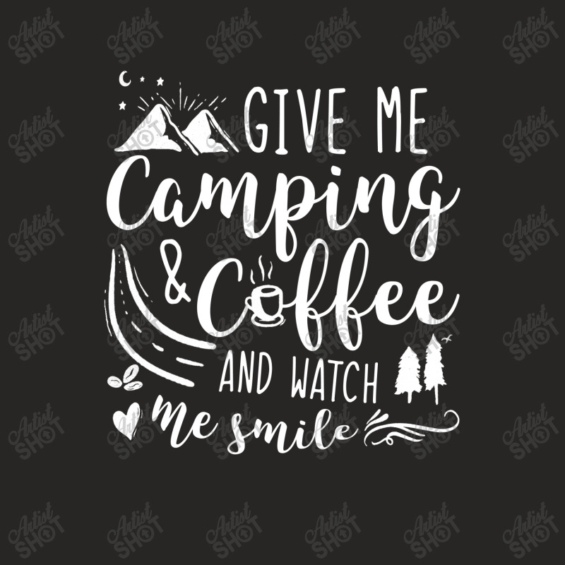 Give Me Camping And  Coffee And Watch Me Smile Ladies Fitted T-Shirt by hoainv | Artistshot