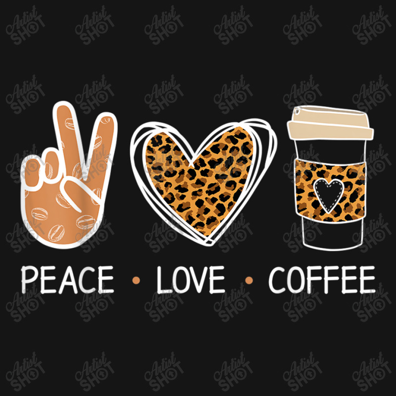 Peace Love Coffee Leopard Heart Coffee Design T Shirt Mesh cap by Go Shoping | Artistshot