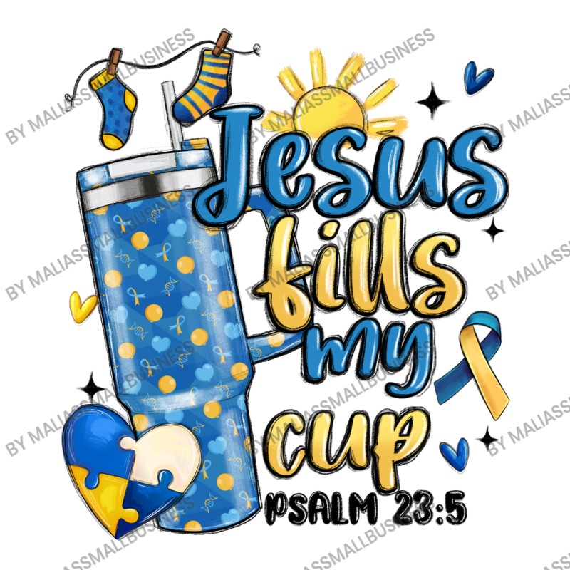 Down Syndrome Jesus Fills My Cup V-neck Tee | Artistshot