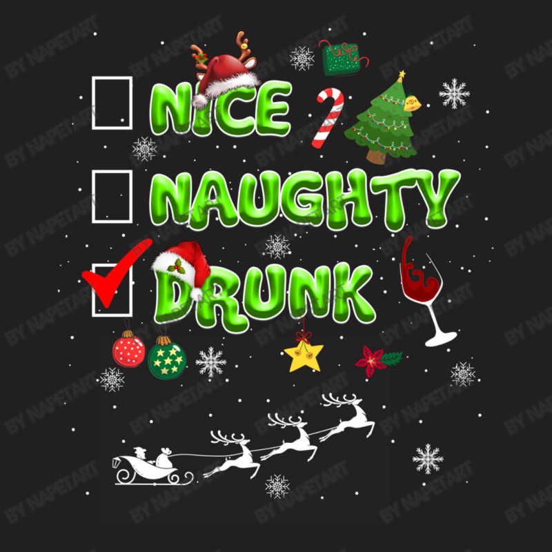 Nice Naughty Drunk Check Funny Christmas Cute Gifts T-shirt | Artistshot