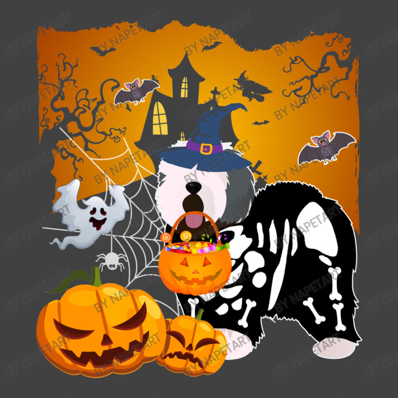 Old English Sheepdog Skeleton Halloween Happy Pumpkin Vintage T-shirt | Artistshot