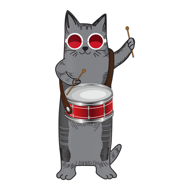 Cool Cat Playing The Snare Drum Hippy Percussionist Kitty Take Out Paper Bag - 14 X 10 X 15 1/2 | Artistshot