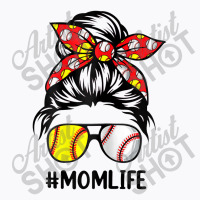 Womens Mom Life Softball Baseball Mothers Day Messy Bun T-shirt | Artistshot