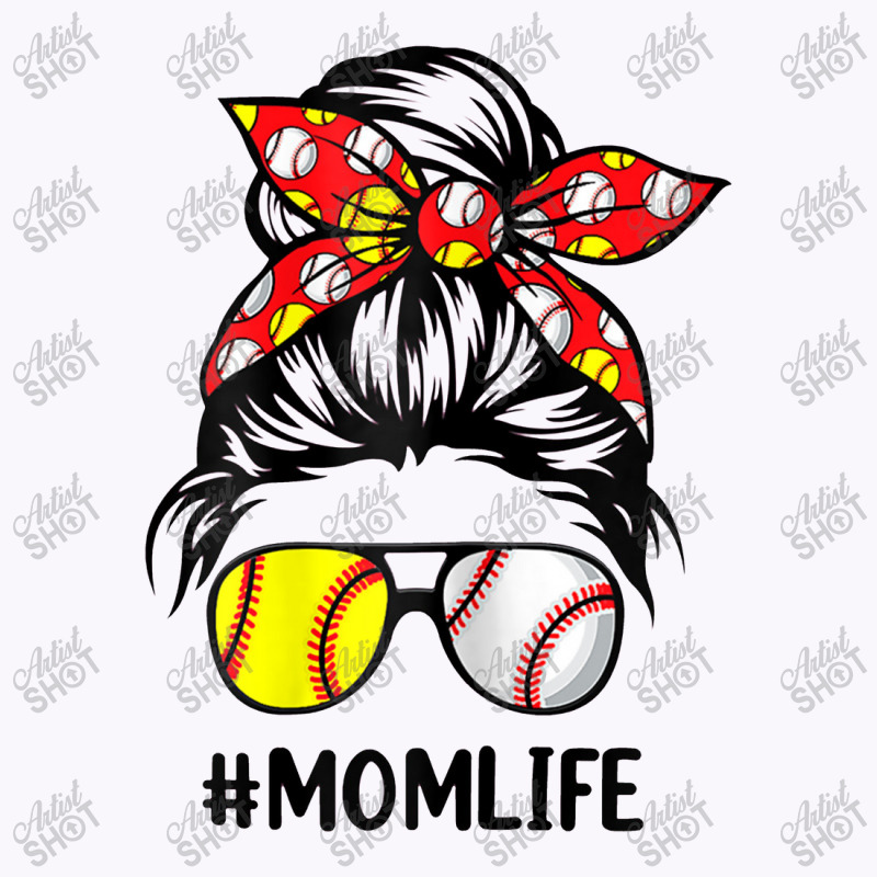 Womens Mom Life Softball Baseball Mothers Day Messy Bun Tank Top | Artistshot