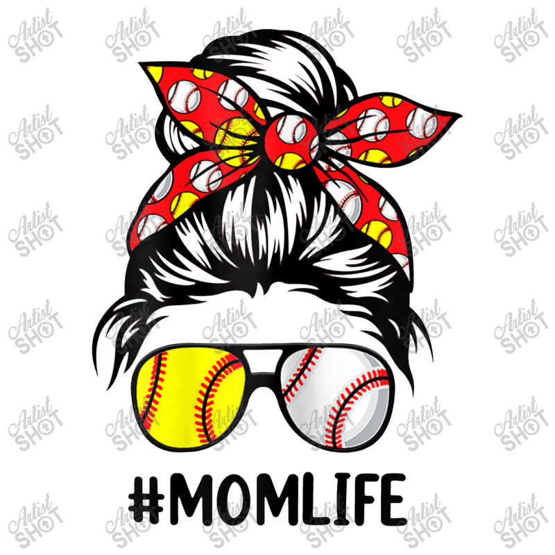 Womens Mom Life Softball Baseball Mothers Day Messy Bun Zipper Hoodie | Artistshot