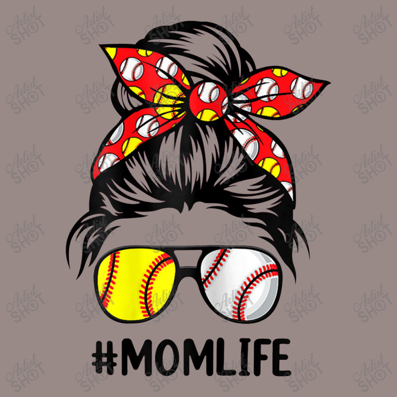 Womens Mom Life Softball Baseball Mothers Day Messy Bun Vintage T-shirt | Artistshot