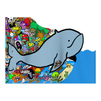 Blue Whale, Marine Sea Animal, Ocean Life, Surf, Art Work Raglan Baseb Double Wine Paper Bag - 6 1/2 X 3 1/2 X 12 3/8 | Artistshot