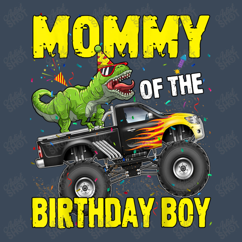 Mommy Of The Birthday Boy Dinosaurs T Rex Monster Truck Characters Car Flat Bill Snapback Cap | Artistshot