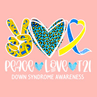 Peace Love Cure Blue & Yellow Ribbon Down Syndrome Awareness T Shirt Urban Heavy T-shirt | Artistshot