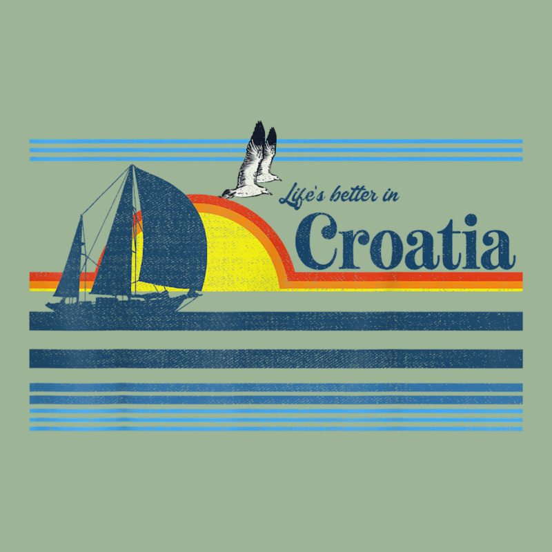 Croatia Beach Retro 70s 80s Sailing Boat Sunset Vintage Urban Heavy T-shirt | Artistshot