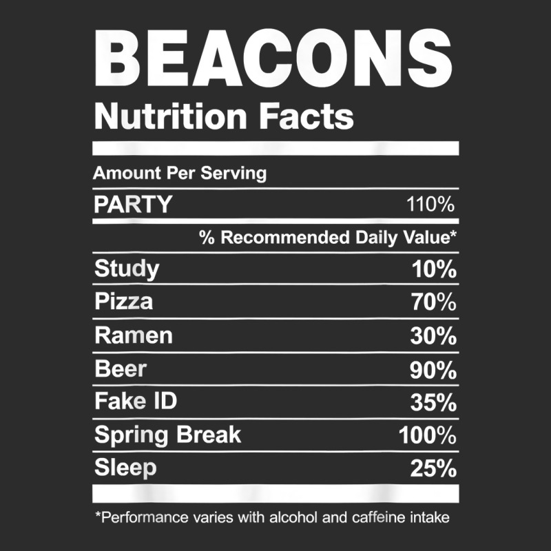 Beacons Nutrition Facts College University T Shirt Baseball Cap by hankeajrippleex5 | Artistshot