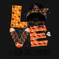 Bilingual Teacher Love Messy Bun Pumpkin Women Halloween T Shirt Mesh Cap | Artistshot